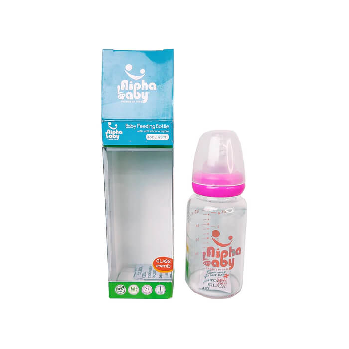 Alpha Baby Feeding Bottle Glass - 120 ml